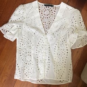 White eyelet summer zara top size xs
